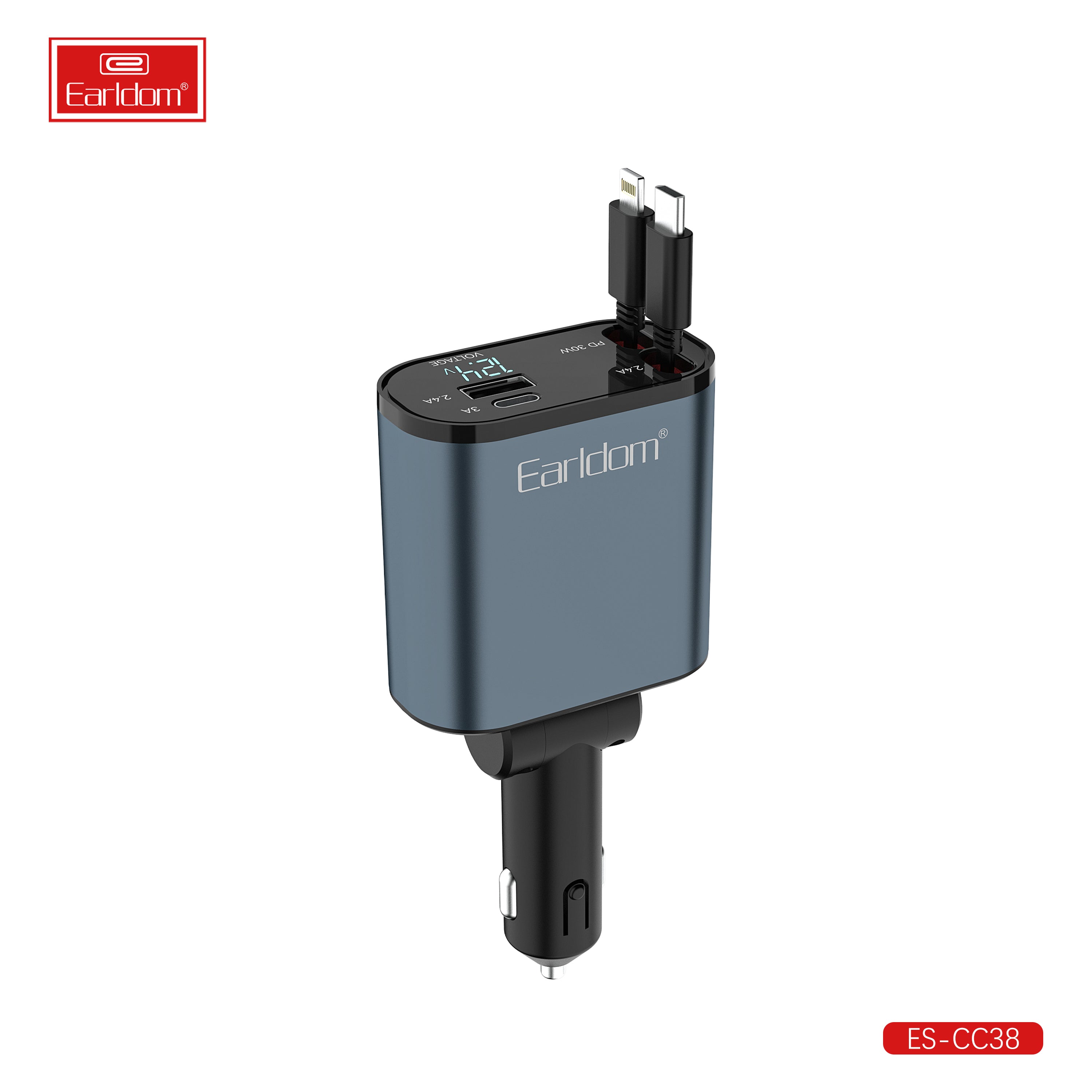 Earldom 63W USB+PD cable 80cm storage ios type-c car charger Earldom 63W USB+PD cable 80cm storage ios type-c car charger